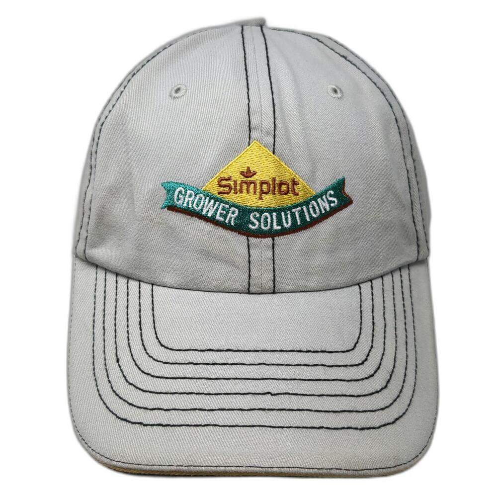 Simplot Baseball Cap Gray One Size Contrast Stitching Strapback Cotton Hat Logo